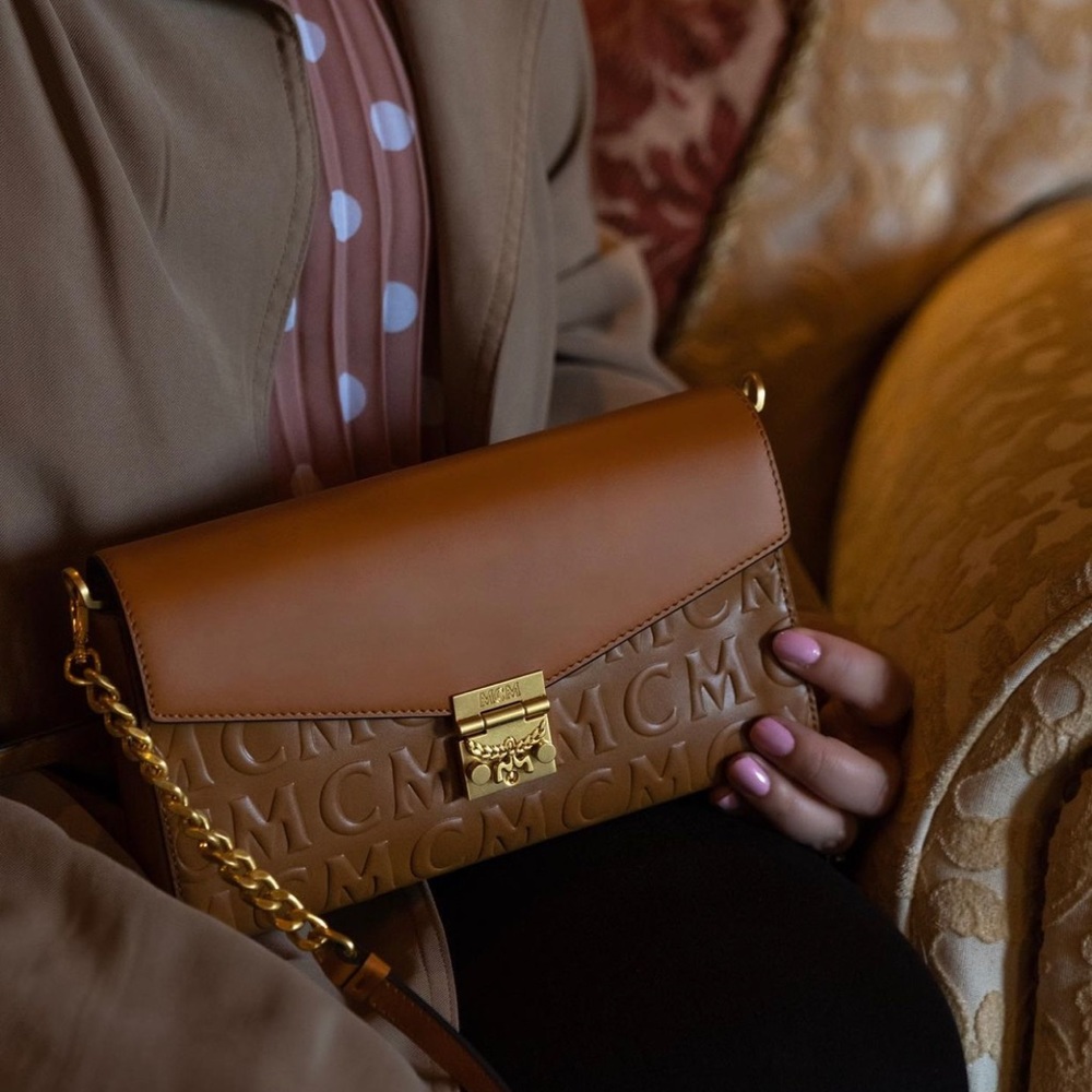MCM Minnie Medium Monogram Leather Crossbody